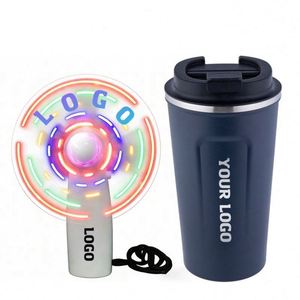 Wholesale Gift Portable Mini Logo Message Battery Creative Led Flash Fan for Business Promo Events Custom Promotional Gifts - Product Image 1
