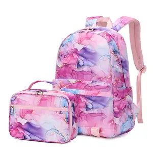 School Bags New Fashion Printed mochila Teenager Girls backpack travel College bookbags with Lunch Box