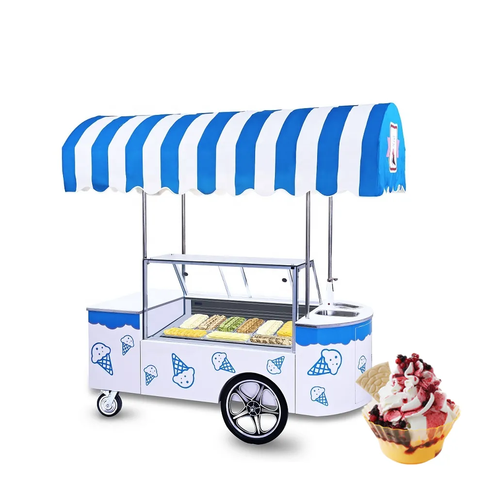 コストムアイスクリームフードカートアイスクリームトレーラー冷凍モバイルカークーラーフードトレーラーアイスクリームマシン販売