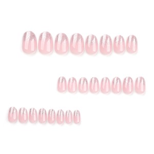 Uñas Postizas Acrílicas con Lentejuelas Rosadas, 12 Piezas, Disponibles al por Mayor, Uñas Artificiales, Uñas Postizas de Caramelo - Product Image 3