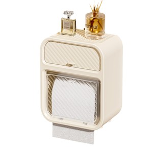 <span class=keywords><strong>Distributeur</strong></span> de <span class=keywords><strong>papier</strong></span> de soie adhésif Étagère de boîte de rangement en plastique étanche avec couvercle Porte-<span class=keywords><strong>papier</strong></span> hygiénique mural - Product Image 6