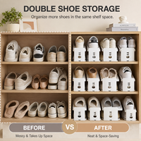 Organisateur de chaussures gain de place, empileur de chaussures double couche en plastique pour placard, chambre, entrée, rangement domestique, usage en gros