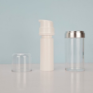 Cosmetic Luxury PS Airless <b>Pump</b> <b>Bottle</b> 15ml 30ml 50ml White Double Wall Airless Serum <b>Bottle</b> with Transparent Refillable <b>Bottle</b> - Product Image 2