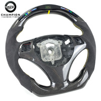 Volant sport en cuir, suède et fibre de carbone avec écran LED pour BMW E81 E82 E87 E88 E90 E91 E92 E93 M3 - Accessoires auto