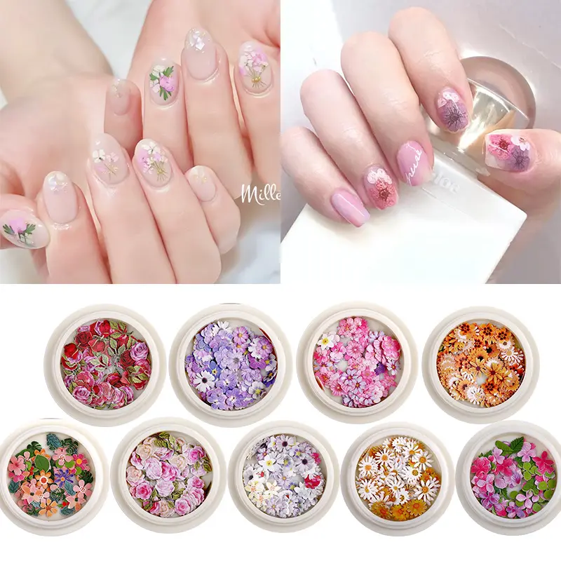 50pcs/box fashion wood pulp English letters cartoon leaf nail stickers decal natural nail art flower for nail accessories