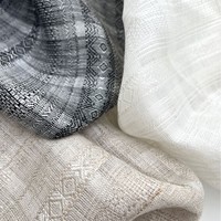 Tissu Jacquard en Lin 100% Teint en Fil, Motif Rayé et à Carreaux pour Chemises, Robes, Vêtements et Textiles