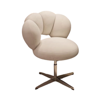 Chaise de maquillage moderne haut de gamme tabouret de coiffeuse de Style crème avec chaise à ongles rotative en tissu de laine d'agneau pour filles de chambre à coucher