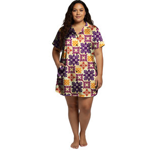 Abiti Casual Personalizzati su Richiesta <span class=keywords><strong>con</strong></span> Stampa Polinesiana Tribale a Maniche Corte Camicie da Spiaggia Hawaiane per Donna - Product Image 2