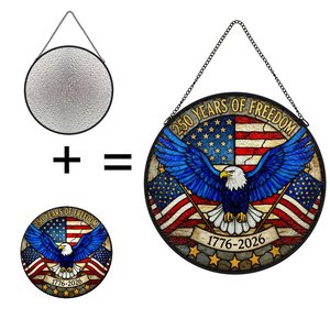 American Independence Stained Glass Suncatcher 250 Years <b>Freedom</b> Eagle Design Hanging <b>Art</b> Decor - Product Image 1