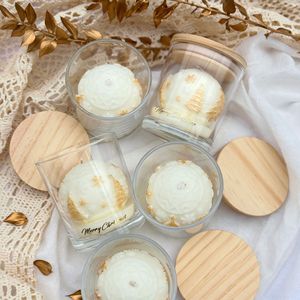 Vela navideña LANJO Gold Ball, perfumada y de lujo, con tapa de madera, velas aromáticas, regalo de Navidad para familiares y amigos. - Product Image 3