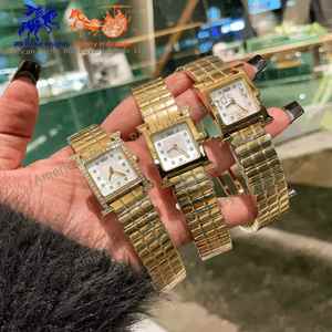 Reloj de Cuarzo de Lujo para Mujer, Marca H, Cuadrado, con Cristal de Zafiro, Correa de Cuero Italiano, Movimiento Ronda, Resistente al Agua 10 Bar - Product Image 1