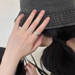 S925 Sterling Silver <b>Ring</b> Geometric Vertical Stripe Minimalist Open Band For Women Jewelry Gift - Product Image 3