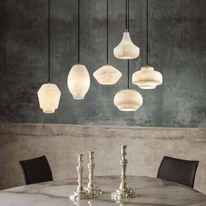 Modern Stone Pendant <b>Light</b> Round E27 <b>LED</b> White Nordic Minimalist Chandelier For Restaurant Bar Bedroom - Product Image 1