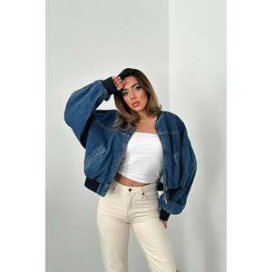 Chaquetas Bomber de Mezclilla Azul para Mujer, Abrigos y Chaquetas al por Mayor, Categoría de Productos - Product Image 5