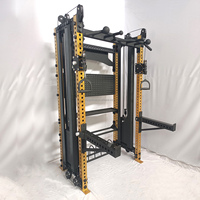 LongGlory plegable multifuncional 3D Smith Machine Cable Crossover Trainer plegable Power Rack para uso doméstico y gimnasio