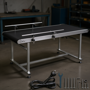 Convoyeur industriel à bande PVC de 59 pouces, motorisé, à vitesse réglable, électrique, pour usine de fabrication - Product Image 2