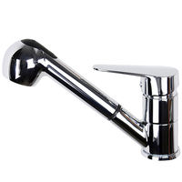 Robinet de lavabo en laiton massif chromé, monocommande, avec douchette extractible, anti-fuite, robuste, à montage sur comptoir, moderne, avec cartouche céramique