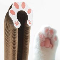 2 pièces Arbre à chat pliable en carton avec boule et griffoir magique à 1 niveau pour salon