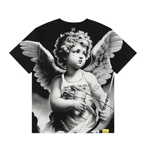T-shirt d'été personnalisé pour <span class=keywords><strong>homme</strong></span>, 100% coton, anti-boulochage, tricoté, style Hip Hop Streetwear, à manches courtes, motif COUGH SYRUP Cupid <span class=keywords><strong>Tattoo</strong></span> - Product Image 4