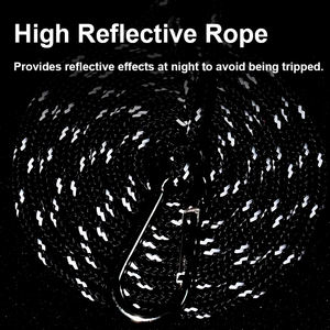 Régulateur de corde à cliquet durable de 4 mm et 6 mm, poulie métallique hautement réfléchissante avec crochets mousquetons pour éclairage LED, auvent extérieur, tente - Product Image 4