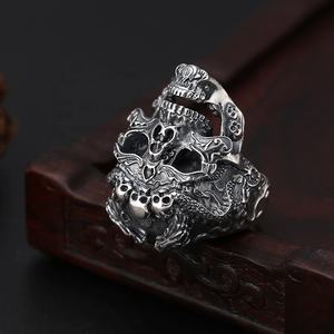 Punk estilo 925 anillos de plata del cráneo cabeza anillo de plata - Product Image 3
