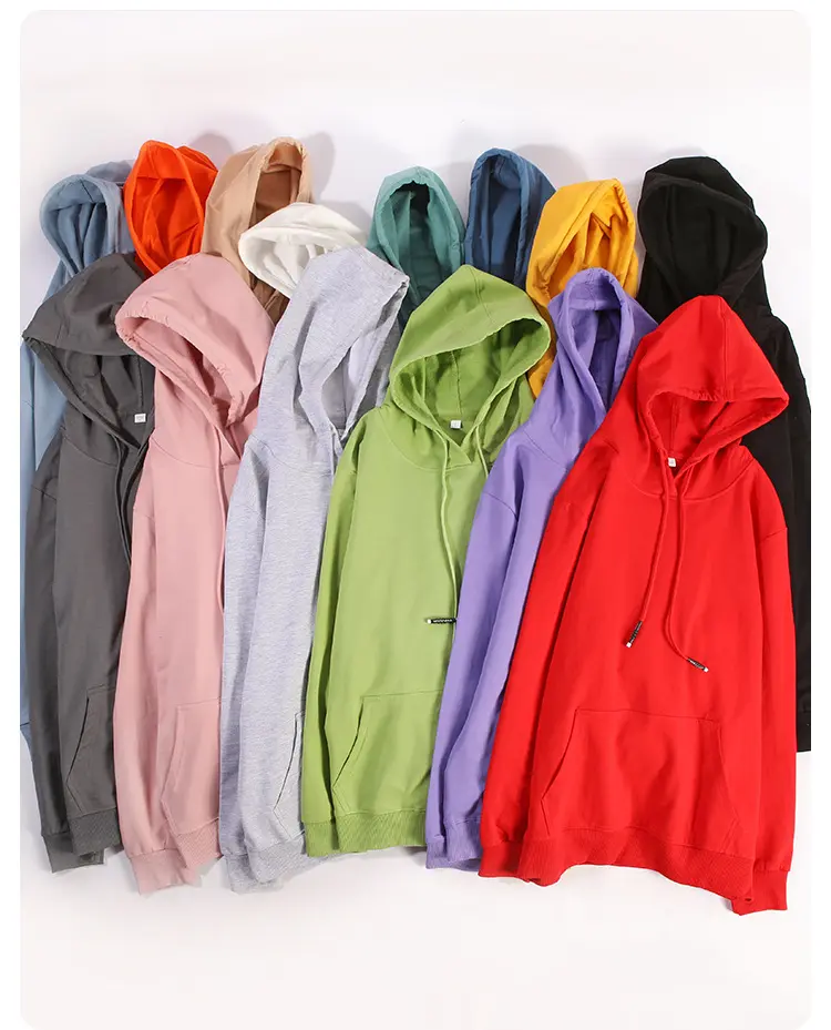 Custom pure color wool circle hooded jumper men's and women's printed logo work clothes hoodies wholesale