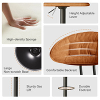 Tabouret de bar pivotant double couche ergonomique en acier inoxydable moderne, rembourré, réglable, écologique, résistant à l'eau et durable pour l'extérieur