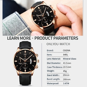Cuena 845 845L Men Quartz Analog Wrist Watch Luxury Man Wristwatch Fashion Business Waterproof Watches for <strong>Male</strong> <strong>Valentines</strong> <strong>Gift</strong> - Product Image 6