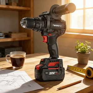 מקדחת אימפקט ללא פחמים TOMAC 20V, מומנט קיצוני 150N.m, כלי עבודה חשמליים אלחוטיים נגד סיבוב עם ידית עזר, מאושר CE - Product Image 4