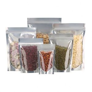 Sachet refermable en Mylar pour aliments, imprimé sur mesure, face transparente, dos en aluminium, avec fermeture éclair - Product Image 2