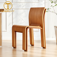 Chaise de salle à manger simple en bois massif de qualité commerciale, design créatif en noyer courbé