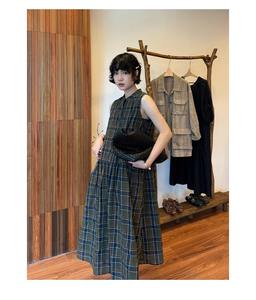 Robe d'été sans manches à carreaux, style vintage haut de gamme, patchwork, Qingling - Product Image 6