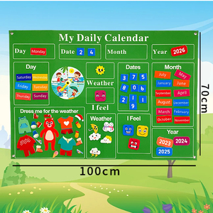 Il mio calendario giornaliero in classe prescolare attività sensoriale calendario Story Board Time Learning Center bambini che imparano il pannello di feltro - Product Image 5