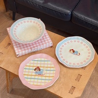 Vaisselle en céramique écologique Lelyi, motif chien mignon, faite à la main, personnalisable, haute esthétique, vaisselle exquise, vente en gros
