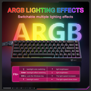 Onikuma MT603 tri-chế độ cơ khí bàn phím 68 phím hot-swappable <span class=keywords><strong>50</strong></span> triệu lần không dây 2.4GHz USB-C argb chơi Game bàn phím - Product Image 6
