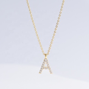 Collar con inicial de plata 925 con circonita y moissanita, joyería fina, colgante de moda, chapado en oro de 18k y 14k para mujer - Product Image 5