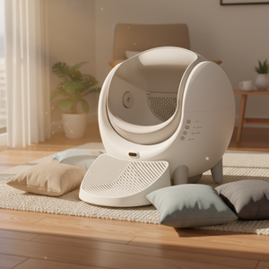 Nouvelle arrivée : Bac à litière pour chat RG Open automatique à <span class=keywords><strong>double</strong></span> capteur de sécurité, nettoyage électrique anti-éclaboussures, grand espace, PP ABS, auto-nettoyant - Product Image 4