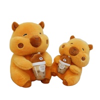 Boneka Kapibara Lucu Warna Cokelat dengan Teh Susu, Mainan Boneka Kapibara Isi Dakron, Hadiah untuk Anak-Anak