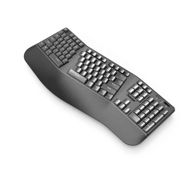2.4G Wireless Ergonomic Sculpt Keyboard Curve Keyboard Wrist Rest Comfort Desktop Multimedia Split Key Ergonomic