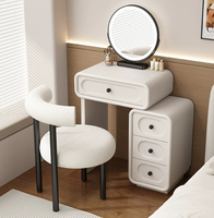 YIFAN Miroir LED sur pied moderne et durable, table de toilette murale avec grand meuble de rangement, en bois de pin blanc et panneau MDF, pour villa