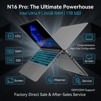16 inch Intel Ultra 9 185H 16-core processor, Engels toetsenbord en een volledig functionele Type-C interface, geschikt voor zakelijke laptops.