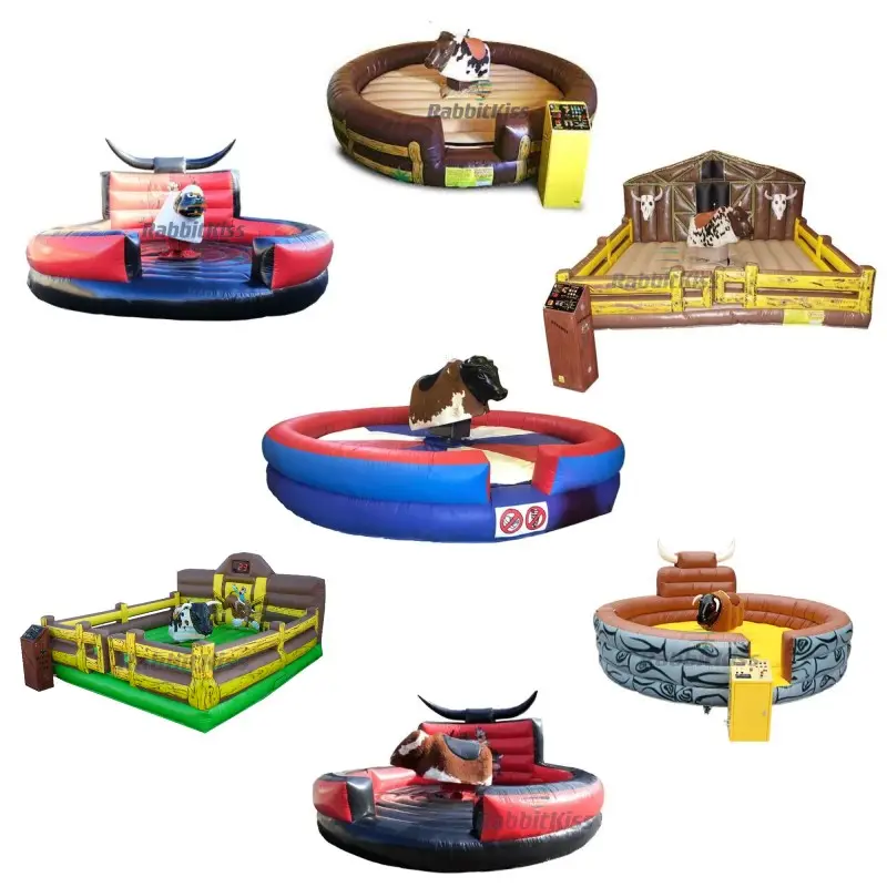 Interactive Game Carnival Rodeo Bull Ride Inflatable Mechanical Bull with Control Panel Inflatable Mechanical Rodeo Bull