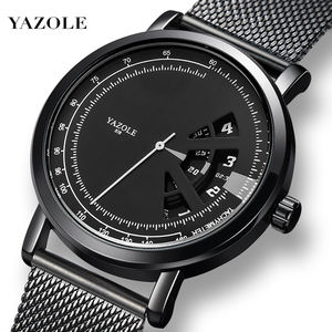 YAZOLE-<span class=keywords><strong>montre</strong></span> à Quartz de luxe pour hommes, accessoire de Sport, maille en métal, étanche, à poignet, personnalisé, <span class=keywords><strong>noir</strong></span>, offre spéciale, d518-s - Product Image 2