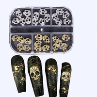 Charmes d'Halloween 3D pour Ongles en Alliage Métallique, Style Punk Gothique, Crâne, Décoration Manucure, 6 Grilles, 30 Pièces