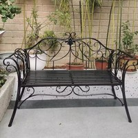 Chaise longue double en métal de style pastoral européen avec dossier pour utilisation en extérieur, cour, balcon, jardin, parc