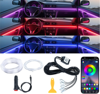 Luces LED para Interior de coche Control de aplicación inalámbrico 5 en 1 Kit de luz ambiental RGB, 16 millones de colores Luces LED de sincronización de música para SUV