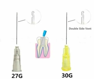 100 Pezzi Punte per Siringhe Dentali Monouso 25G/27G/<span class=keywords><strong>30G</strong></span> Aghi per Irrigazione Endodontica Manuali in Acciaio Inox a Doppio Foro Materiale Plastico CE - Product Image 3