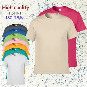 Camiseta 100% algodão para homens, camiseta casual personalizada com etiqueta impressa em branco, algodão 180 GSM multicolorido opcional