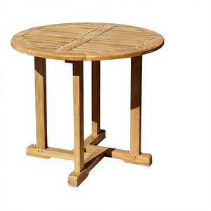 <b>Round</b> Solid Wood Farmhouse Style Tea <b>Table</b> Outdoor Patio Dining Furniture - Product Image 1