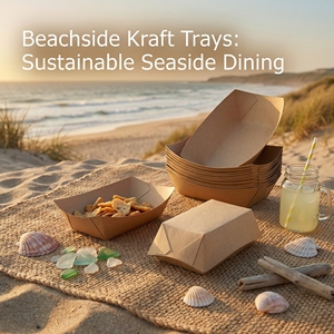 Boîtes alimentaires jetables en papier kraft robustes pour brunches, réceptions et fêtes de fin d'année – Plateaux de service écologiques et durables - Product Image 3